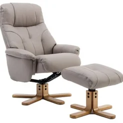 Sale Dubai Swivel Recliner Chair & Stool in Plush Pebble Swivel Chairs