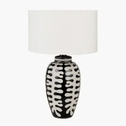 New Elkorn Black and White Tall Coral Ceramic Table Lamp Table Lamps