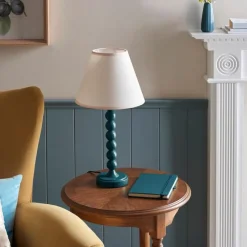 Online Marlin Blue Higgledy Lamp & 25cm Vintage White Ivy Shade Table Lamps