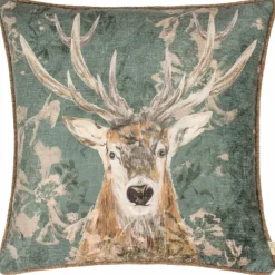 Fashion Avebury Stag Cushion Petrol Cushions