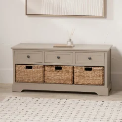 Sale Farmhouse 3 Drawer 3 Basket Unit Cupboards