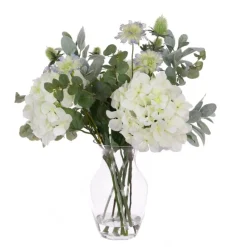 Discount Elegant White Hydrangea Vase Artificial Flowers