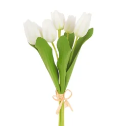 Online Fresh Touch White Green Tulip Bundle of 7 Artificial Flowers