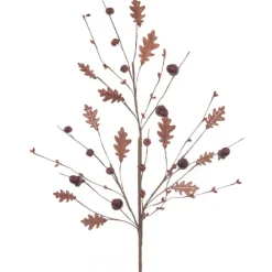 Sale Wooden Acorn Oak Leaf Spray Brown Artificial Flowers