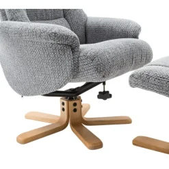 Fashion Florida Swivel Recliner Chair & Stool Set in Lake Blue Fabric Swivel Chairs | Recliner Chairs