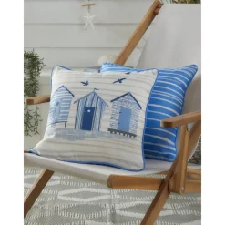 Best Fusion Beach Huts Outdoor Cushion Blue Cushions | Garden Storage & Accessories