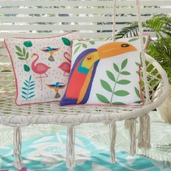 Best Fusion Tropical Flamingo Outdoor Cushion Pink Cushions | Garden Storage & Accessories