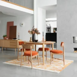 Clearance Winchester Oval Extending Dining Table and 4 Orange Flora Chairs Dining Sets