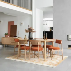 Fashion Winchester Oval Extending Dining Table and 6 Orange Flora Chairs Dining Sets