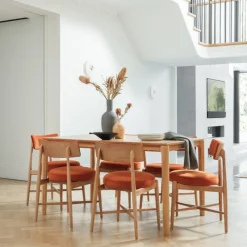 Discount Winchester Rectangular Extending Dining Table and 6 Orange Flora Chairs Dining Sets