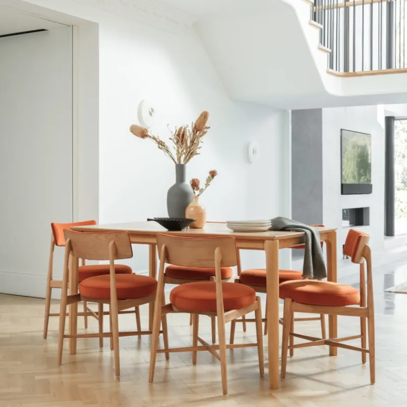 Discount Winchester Rectangular Extending Dining Table and 6 Orange Flora Chairs Dining Sets