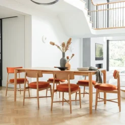 Discount Winchester Rectangular Extending Dining Table and 6 Orange Flora Chairs Dining Sets