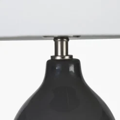 Fashion Gatsby Grey Ceramic Table Lamp with Brushed Silver Metal Detail Table Lamps