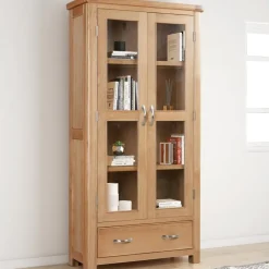 New Gloucester Oak Display Cabinet With Glass Doors Display Cabinets | Display Cabinets