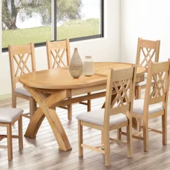 Hot Gloucester Oak Oval 1.8m Cross Leg Dining Table Dining Tables