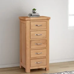 Sale Gloucester Oak Tall 5 Drawer Chest Chest Of Drawers