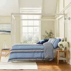 Online Beach House Stripe Duvet Cover Set Cobalt Blue Navy Duvet Covers