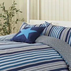 Online Beach House Stripe Duvet Cover Set Cobalt Blue Navy Duvet Covers