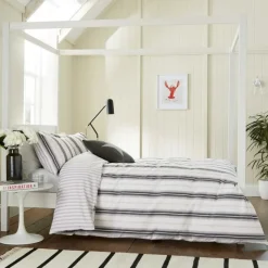 Sale Cooper's Stripe Duvet Cover Set Grey Linen Duvet Covers
