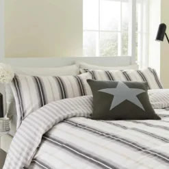 Sale Cooper's Stripe Duvet Cover Set Grey Linen Duvet Covers