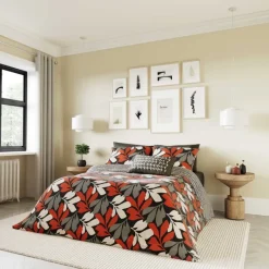Clearance Otto Duvet Cover Set Scarlet & Natural Duvet Covers