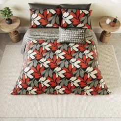 Clearance Otto Duvet Cover Set Scarlet & Natural Duvet Covers