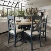 New Heritage Editions Blue Large Round Dining Table and 6 Wooden Chairs Dining Sets