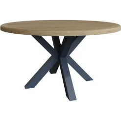 New Heritage Editions Blue Large Round Dining Table and 6 Wooden Chairs Dining Sets