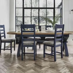Hot Heritage Editions Blue 2.25m Extending Oval Dining Table and 6 Ladder Back Chairs Dining Sets