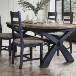Discount Heritage Editions Blue 2.25m Oval Extending Dining Table Dining Tables