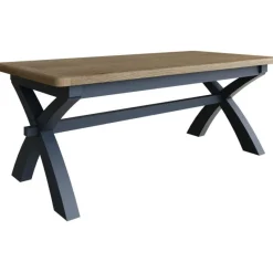 Fashion Heritage Editions Blue 2m Fixed Dining Table and 6 Wooden Chairs Dining Sets