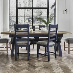 Fashion Heritage Editions Blue Oval Dining Table and 6 Wooden Chairs Dining Sets