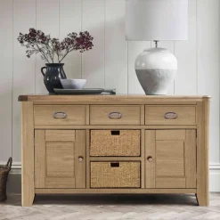 Best Heritage Editions Oak Large Sideboard with Baskets Sideboards | Sideboards