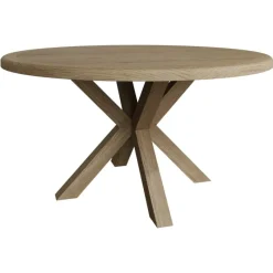 Sale Heritage Editions Oak Large Round Dining Table and 6 Upholstered Chairs Dining Sets