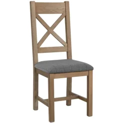 Clearance Heritage 1.3m Extendable Table & 2 Grey Upholstered Cross Back Chairs Dining Sets