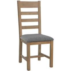 New Heritage 1.3m Extendable Table & 2 Grey Upholstered Ladder Back Chairs Dining Sets