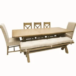 Discount Heritage 2m Extending Dining Table with Bench & 5 Chairs Dining Sets