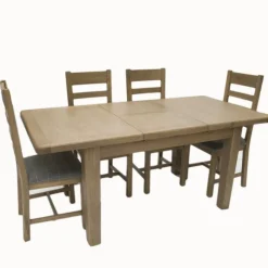 New Heritage 1.3m Extending Dining Table with 4 Ladder Back Grey Chairs Dining Sets