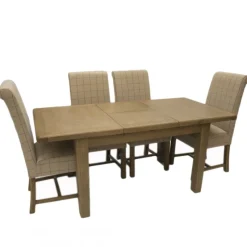Discount Heritage 1.3m Extending Dining Table with 4 Natural Upholstered Chairs Dining Sets