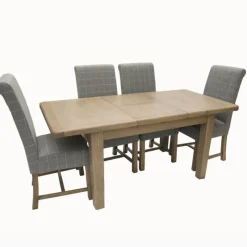 Best Heritage 1.3m Extending Dining Table with 4 Grey Upholstered Chairs Dining Sets