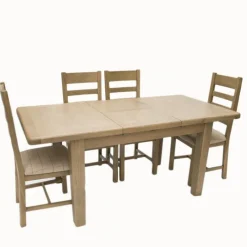Clearance Heritage 1.3m Extending Dining Table with 4 Ladder Back Natural Chairs Dining Sets