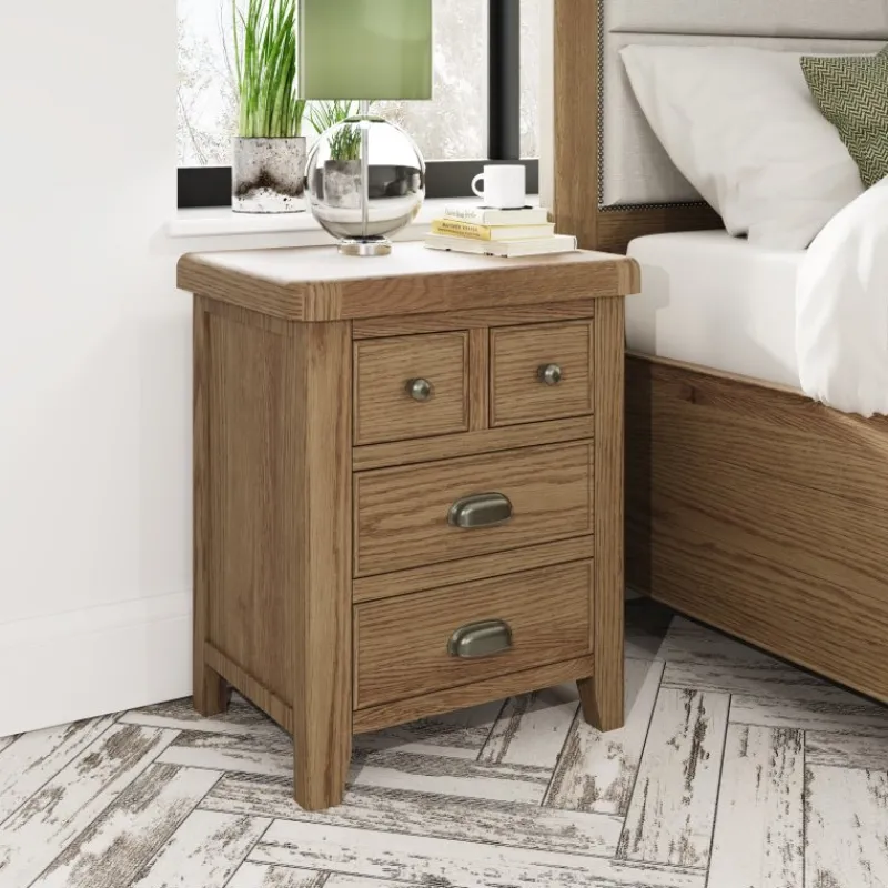Best Heritage Oak Extra Large Bedside Cabinet Bedside Tables