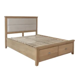 Fashion Heritage Oak Upholstered Bed Frame With Drawers Bed Frames | Bed Frames