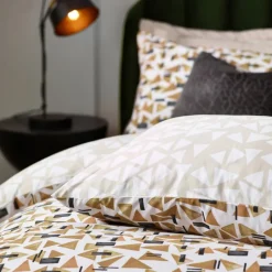 Clearance City Toffee Abstract Cotton Rich Reversible Single Duvet Cover Set Duvet Covers