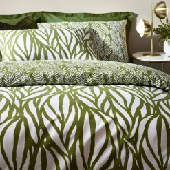 Sale Frond Olive Abstract Cotton Rich Reversible Single Duvet Cover Set Duvet Covers
