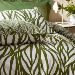 Sale Frond Olive Abstract Cotton Rich Reversible Single Duvet Cover Set Duvet Covers