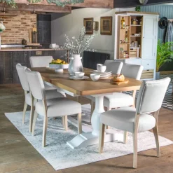 Best Holkham Oak 1.6m Dining Table and 6 Chairs in Natural Dining Sets