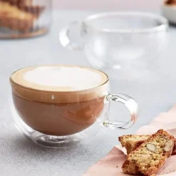 Sale Duo 2 Piece Cappuccino Cup Glass Set 250ml Glassware