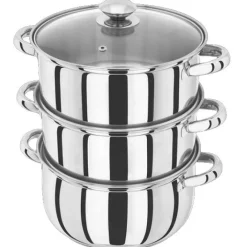 Sale Essentials 22cm 3 Tier Glass Lid Steamer Set Pots & Pans