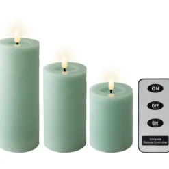 Fashion Pack of 3 Green Remote Controlled LED Candles Novelty & String Lights